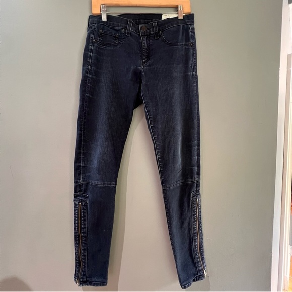 Rag & Bone Ankle Zip Mod Rise Skinny Dark Wash Jeans Size 29 excellent condition - Picture 2 of 9